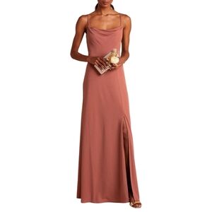 Birdy Grey Dusty Rose Sleeveless Cowl Neck Gown Sz S